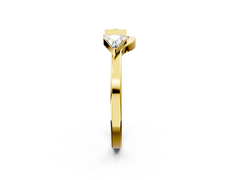 Yellow gold Trillion Cut Open Band with Bezel Set Diamonds