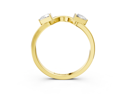 Yellow gold Trillion Cut Open Band with Bezel Set Diamonds