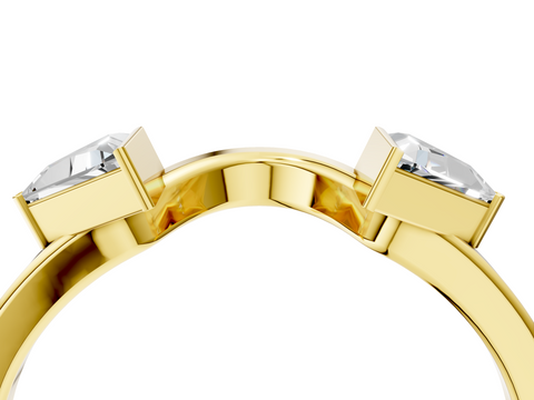 Yellow gold Trillion Cut Open Band with Bezel Set Diamonds