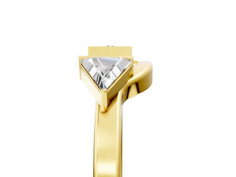Yellow gold Trillion Cut Open Band with Bezel Set Diamonds