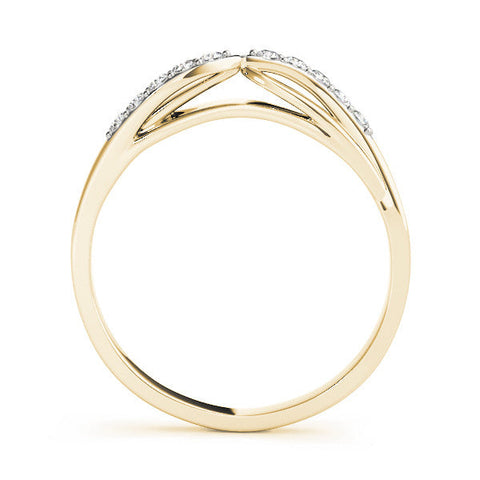 Yellow gold Twist Pave Round Diamond Infinity Band with Channel Setting