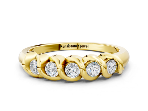 Yellow gold Twist Prong Round Diamond Eternity Band