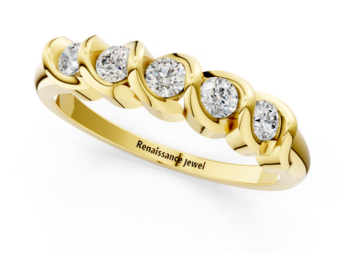 Yellow gold Twist Prong Round Diamond Eternity Band