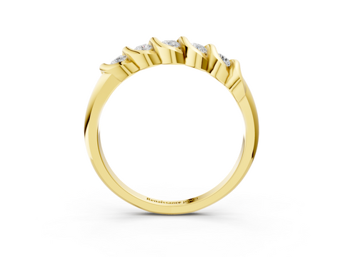Yellow gold Twist Prong Round Diamond Eternity Band