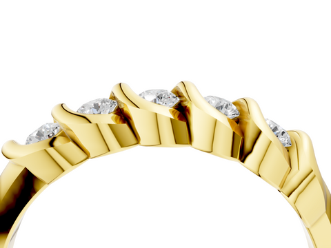 Yellow gold Twist Prong Round Diamond Eternity Band