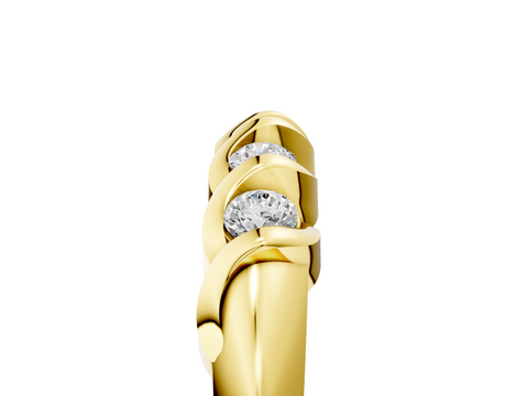 Yellow gold Twist Prong Round Diamond Eternity Band