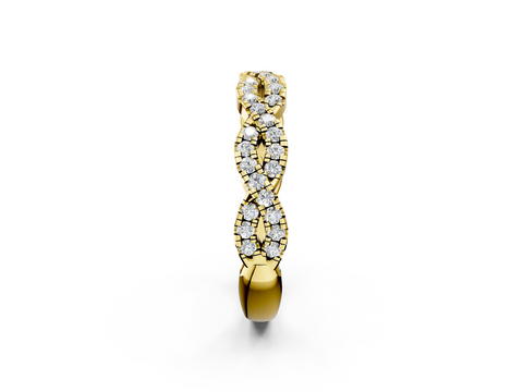 Yellow gold Twisted Diamond Pavé Round Eternity Band with Shared Prong Setting