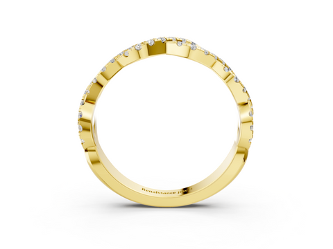 Yellow gold Twisted Diamond Pavé Round Eternity Band with Shared Prong Setting