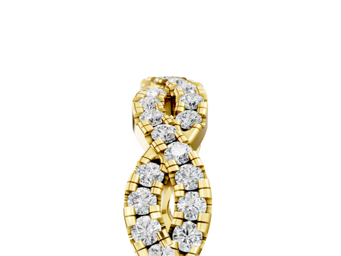 Yellow gold Twisted Diamond Pavé Round Eternity Band with Shared Prong Setting