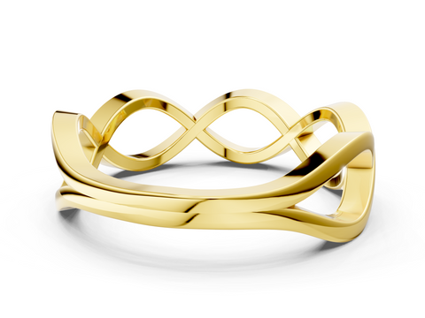 Yellow gold Twisted Infinity Band with No Stone