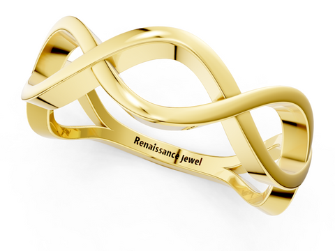 Yellow gold Twisted Infinity Band with No Stone
