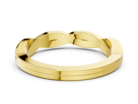 Yellow gold Twisted Infinity Band with Round Stone Setting and Classic Prong