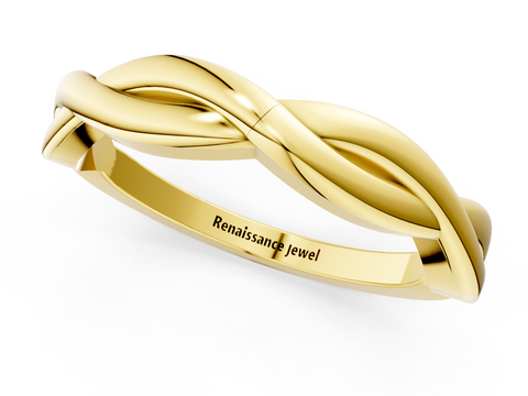 Yellow gold Twisted Infinity Band with Round Stone Setting and Classic Prong