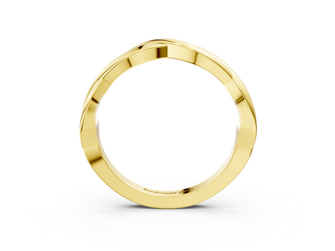 Yellow gold Twisted Infinity Band with Round Stone Setting and Classic Prong