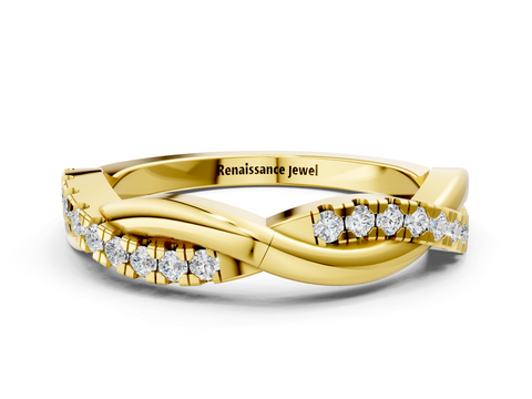 Yellow gold Twisted Pave Round Diamond Infinity Band