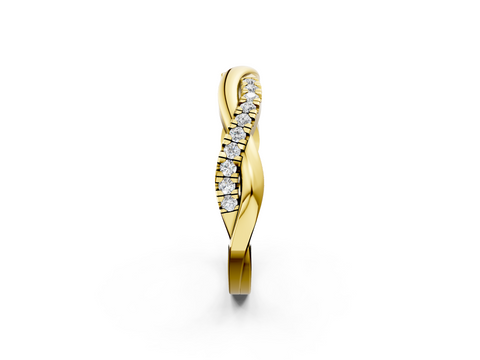 Yellow gold Twisted Pave Round Diamond Infinity Band