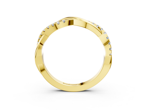 Yellow gold Twisted Pave Round Diamond Infinity Band