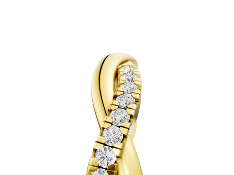 Yellow gold Twisted Pave Round Diamond Infinity Band