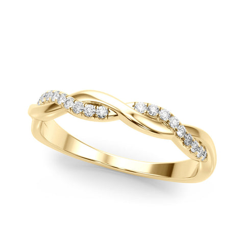 Yellow gold Twisted Pave Round Diamond Infinity Band