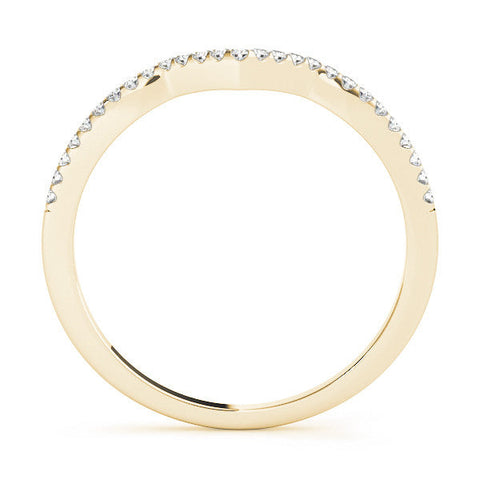 Yellow gold V-Shaped Pavé Round Diamond Chevron Band with Shared Prong Setting