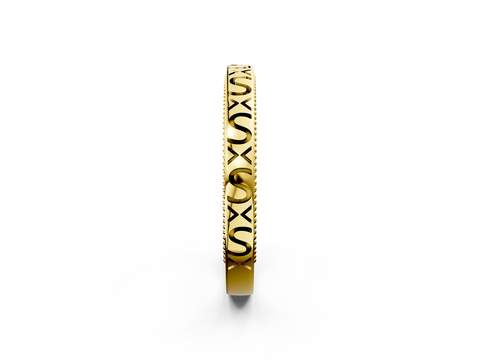 Yellow gold Vintage Engraved Milgrain Band