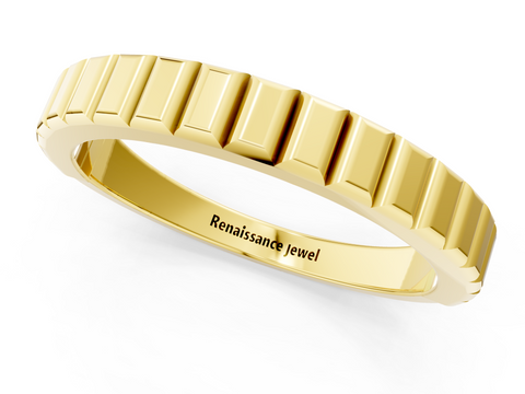 Yellow gold White Gold Ribbed Eternity Band