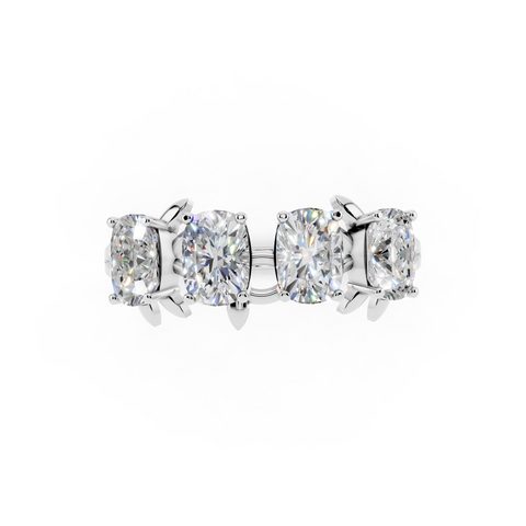 Elongated Cushion Diamond 4-Stone Band with Nature-Inspired Prong Setting