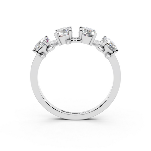 Elongated Cushion Diamond 4-Stone Band with Nature-Inspired Prong Setting